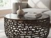 Couchtisch Aluminium Glas 60cm Schwarz - Runder Wohnzimmertisch Metall - Design Sofatisch - Moderner Loungetisch Gitteroptik - Beistelltisch Wohnzimmer Handmade Bild 5