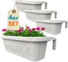 GarPet Balkonkasten 4er Set Blumen Kasten Balkon Geländer Wasserspeicher Rattan Weiß 60 cm Bild 1