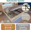 Merax Doppelbett 140x190cm, Polsterbett mit LED-Leuchten, Stauraum-Kopfteil mit USB- und Typ-C-Anschlüssen, Hydraulisches Stauraumbett, Samt, Beige Bild 5