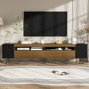 TV-Schrank Schwarz Holzoptik 180x36x43cm,mit 2 Türen,2 offenen Fächern und seitlichen Regalen Bild 4