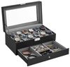 SONGMICS Uhrenbox Uhrenkasten, mit 2 Ebenen, 12 Fächer und 1 Schublade Bild 4