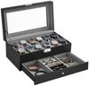 SONGMICS Uhrenbox Uhrenkasten, mit 2 Ebenen, 12 Fächer und 1 Schublade Bild 5