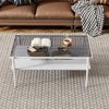 Couchtisch 97,5 x 61,5 x 45 cm aus gehärtetem Glas und MDF in Grau-Weiß, modern und pflegeleicht Bild 3