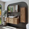 Roomart GUSTO-II-120 Badmöbel Set– 4-teiliges Badezimmermöbel Set - Waschbeckenunterschrank mit Keramikwaschbecken, Spiegelschrank & Hochschrank - H 45 x B 45 x T 120 cm • Eiche Bild 4