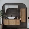 Roomart GUSTO-II-120 Badmöbel Set– 4-teiliges Badezimmermöbel Set - Waschbeckenunterschrank mit Keramikwaschbecken, Spiegelschrank & Hochschrank - H 45 x B 45 x T 120 cm • Eiche Bild 2
