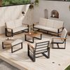 Merax Garten lounge set 6-tlg, Gartenmöbelset mit Tischen, Gartensofa mit Kissen, Balkonmöbel Set 8 Personen, Gartengarnitur Sitzgruppe Terasse, beige Bild 2