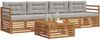 vidaXL Outdoor-Sofagarnitur mit Kissen 5 pcs Natürlich und Hellgrau 3372961 Bild 3