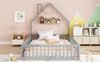 Kinderbett 140×190 cm mit Rausfallschutz und Schornstein-Design, Grau, ohne Matratze Bild 4