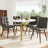 Esstisch-Set 5-teilig runder Esstisch Esstisch inkl. 4 Esszimmerstühle runder Couchtisch für 4 Personen Samtstühle inkl. weißem Marmortisch graue Esszimmerstühle 80 x 80 x 75 cm Bild 2