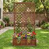 COSTWAY Blumenkasten, Hochbeet mit Rankgitter, Rankhilfe für Kletterpflanzen Bild 2