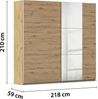rauch Kleiderschrank; Schwebetürenschrank KRONACH, 2-türig, 1 Spiegeltüre, Eiche Artisan, 218x210x59xcm Bild 4