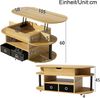 Merax Couchtisch aus Holzmaserung, mit Hebefunktion, Stauraum und schwarzen Stoffschubladen, Holzfarbe + Schwarz Bild 4