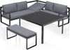 KETTLER OCEAN Casual Dining Eckset mit Tisch 112 x 112 cm und Bank anthrazit/grau Aluminium/Polyester 223 x 200 x 89 Bild 2