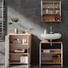 Badmöbel-Set Irma Weiß Hochglanz/Goldkraft Eiche 3 Teile, mit Unterschrank 60 cm Vicco Bild 5