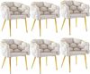 Stuhl 44x41x74 cm, gepolstert mit Samtbezug beige und goldfarbenem Rückengestell, ergonomisch,6er-Set Bild 3