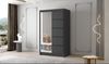 Schwebetürenschrank Letto III 100 cm mit Spiegel - Kleiderschrank, Schiebetürenschrank mit Kleiderstange und Einlegeboden, Schlafzimmerschrank, Schiebetüren - 100x200x58 cm (Schwarz) Bild 2
