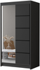 Schwebetürenschrank Letto III 100 cm mit Spiegel - Kleiderschrank, Schiebetürenschrank mit Kleiderstange und Einlegeboden, Schlafzimmerschrank, Schiebetüren - 100x200x58 cm (Schwarz) Bild 1