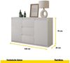 Furnica Kommode MIKEL, 3 Schubladen und 2 Türen - Weiß Matt H75cm B120cm T35cm Bild 2