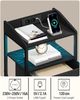 Nachttisch 2er Set, mit LED-Leuchten und Ladestation, Beistelltisch mit 2 Stoff-Schubladen und Regalen, mit USB-Anschlüssen & Steckdosen, für Schlafzimmer, Wohnzimmer, Schwarz Bild 3