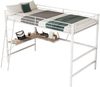 Hochbett 90x200 cm mit L-förmigem Schreibtisch und Regal – Metallbett in Weiß Bild 4