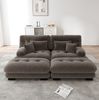 Modulares Ecksofa aus Chenille mit 2 Ottomans, 220 x 145 x 81 cm, braun Bild 2