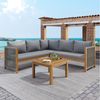 Flieks Gartenlounge-Set, 5-Sitzer Seil Balkonset Gartenmöbel Akazienholz Ecksofa mit Couchtisch Bild 5
