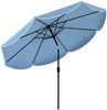 Outsunny Sonnenschirm rund Balkonschirm mit 3-facher Neigung Kurbel 8 Streben, LxB: 265x265 cm, rund Balkonschirm, Strandschirm, für Strand Balkon Garten, Himmelblau Bild 2