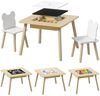 AIYAPLAY Kindersitzgruppe mit Stauraum umklappbarer abnehmbarer Tischplatte, (Kindertisch mit 2 Stühlen, 3-tlg, Kinder Tisch Stuhl Set), für Kinderzimmer, für 3-6 Jahre Kinder, Naturholz Bild 2
