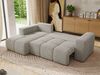 Ecksofa mit Schlaffunktion und Bettkasten, L-form Couch, lose Kissen, Polstersofa - MONIVA - Hellgrau Struktur - linke Seite Bild 3