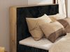 Boxspringbett, Set mit zwei Multipocket-Matratze und Topper, hohe Kopfteil, Eiche Wotan Holzrahmen - WOOD CLASSIC KING - 200 x 200 cm - Schwarz Cord - H4 Bild 3