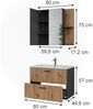 Badmöbel-Set Irma Anthrazit/Goldkraft Eiche 3 Teile Vicco Bild 2