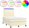 vidaXL Polsterbett mit Matratze & LED Creme 120x200 cm Kunstleder [3135935] Bild 2