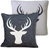 matches21 HOME & HOBBY Kissenbezüge 2er Misch-Set Kissenhüllen 45x45 cm Hirsch dunkelgrau als Winter-Deko, (2 Stück), Zierkissen-Bezüge für Sofa-Kissen, Couch-Kissen Bild 5