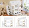 Novelux Etagenbett 90x200 Kinder Etagenbett mit Treppe, 2 Schubladen und Fallschutz – Kiefer/MDF Weiß-Natur, Hausbett mit Fenstern Bild 4