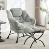 LVHOM Relaxsessel mit Hocker, Loungesessel mit Seitentasche, Lesesessel aus Cordstoff, bequem gepolstert, Metallgestell, bis 180kg belastbar, Hellgrün Bild 3
