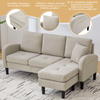 Merax 166 cm L-förmiges Ecksofa mit Chaiselongue – 3-Sitzer Sofa, Cordstoff, Kunststoffbeine, Hellgrau Bild 4