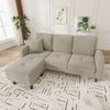 Merax 166 cm L-förmiges Ecksofa mit Chaiselongue – 3-Sitzer Sofa, Cordstoff, Kunststoffbeine, Hellgrau Bild 2