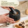 Praknu Mörser Mörser aus Granit klein mit Stößel - Für ein feines Mahlergebnis, Für ein feines Mahlergebnis - Untersetzer aus nachhaltigem FSC Holz Bild 2