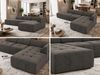 Modulares Ecksofa GRIDA 3M L Wohnlandschaft, Wellenfedern, gesteppte Sitzfläche, Wohnzimmer Sofa L-form - Dunkelgrau Velvet - Rechts Bild 2