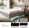 tectake Polsterbett Komfortbett mit LED-Leisten & Stauraum - Samtoptik mit Steppmuster (Bettset, in Dunkelgrau), stabiler Stahlrahmen, Belastbarkeit 200 kg Bild 3