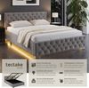 tectake Polsterbett Komfortbett mit LED-Leisten & Stauraum - Samtoptik mit Steppmuster (Bettset, in Dunkelgrau), stabiler Stahlrahmen, Belastbarkeit 200 kg Bild 2