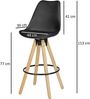 Kadima Design Komfort Barhocker Set: Ergonomische Sitzschale, Holzbeine. Schwarz, Material: Kunstleder, 45x45x113 cm Bild 4
