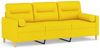 vidaXL 3-Sitzer-Sofa mit Zierkissen Hellgelb 180 cm Stoff 3200834 Bild 2