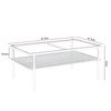 Couchtisch H 45 x T 61,5 x B 97,5 cm, Glasplatte aus gehärtetem Glas, MDF mit Stauraum, grau-weiß Bild 5