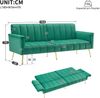 Merax Modernes Design, Samtstoff, klappbares Schlafsofa, Schlafsofa mit Hilfsfüßen, Schlafsofa mit Schlaffunktion, geeignet für Wohnzimmer, Schlafzimmer, Grün Bild 4