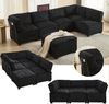 Modulares 6-Sitzer Sofa, ca. 308x154x82 cm, Schwarz Cord, mit Seitentaschen Bild 4