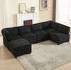 Modulares 6-Sitzer Sofa, ca. 308x154x82 cm, Schwarz Cord, mit Seitentaschen Bild 3