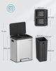 Songmics Mülleimer, Küche, Mülltrennsystem 2x15 L, 2 Fächer für Recycling und Restmüll Bild 4