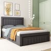 HAUSS SPOLE Polsterbett 140×200 mit LED,Boxspringbett Jugendbett mit Bettkasten und Matratze (Stauraumbett aus Samt mit gepolstertes Kopfteil für Schlafzimmer), Funktionbett mit Lattenrostkonstruktion,mit Matratze Bild 2