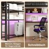 Hochbett aus Metall und MDF mit Schreibtisch, Regalen & LED, 140x200 cm, Schwarz, ohne Matratze Bild 5